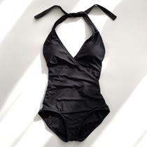 American Carmen orphan product simple lace-up black one-piece swimsuit thin sexy slim fashion womens swimsuit CM45