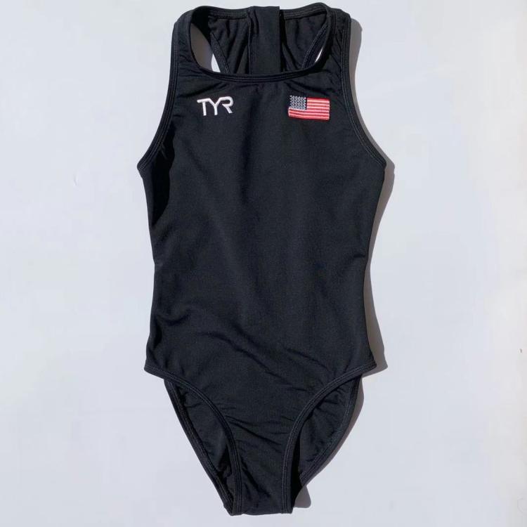 American T professional training competition back long zipper one-piece swimsuit anti-chlorine non-desgummable water polo suit sports swimsuit