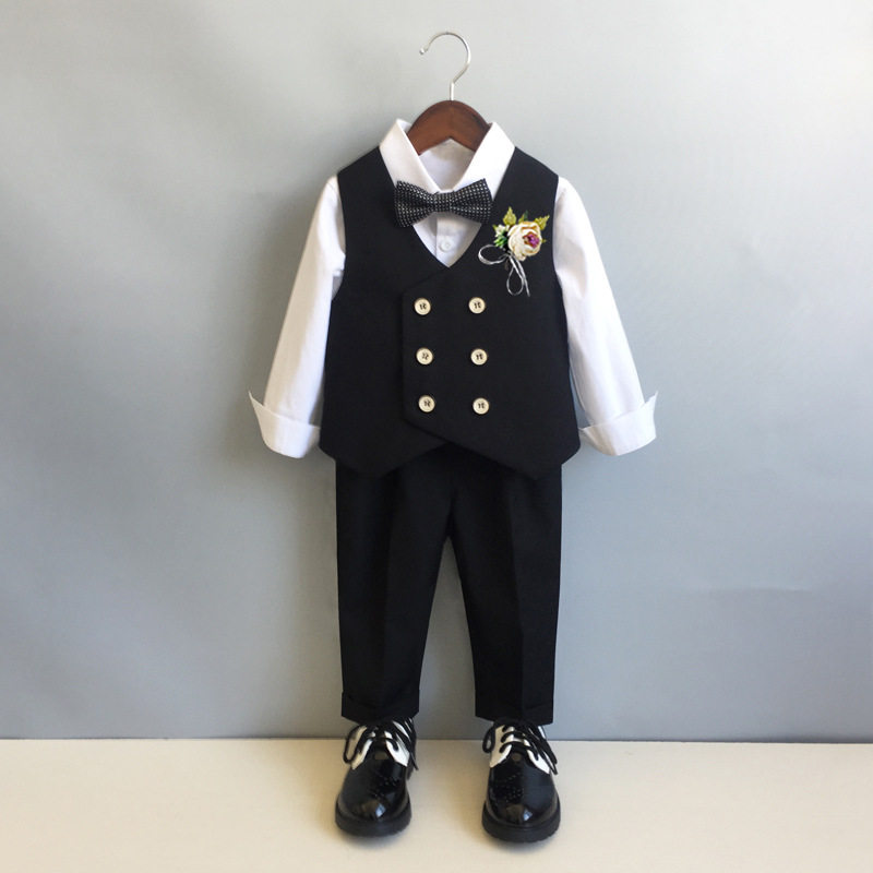 Boys Spring Cloth 2023 New Suite Flower Kids Wedding with Children's Dresses Boys Children's Little Host Clothes