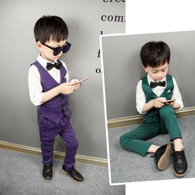 Boy Suits Vest Suit Spring Autumn Season 5 Children Small Host Shows Costumes Flowers Children Gowns 6 Years Old Ylen Wind