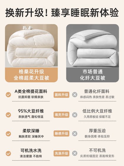 Cotton Soybean Fiber Quilt Core, Winter Quilt, Soybean Quilt, Spring and Autumn Quilt, Summer Cooling Quilt, Machine Washable, All-Season Air Conditioning Quilt