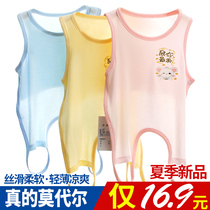 Baby belly bib summer bellyband ultra-thin modal with legs half back bellyband newborn baby belly pair single layer