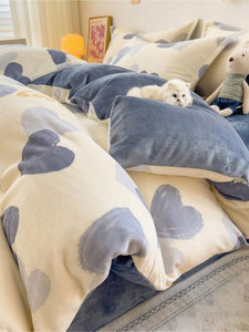 Yaloo Winter Thickened Milk Fiber Duvet Cover One-Piece Coral Fleece-lined Quilt Cover 150 X200 Fall and Winter Flannel 