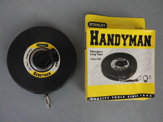 Nineties old goods HANDYMAN Stanley fiber tape measure metric and British leather tape measure 15 meters 20 meters 30 meters