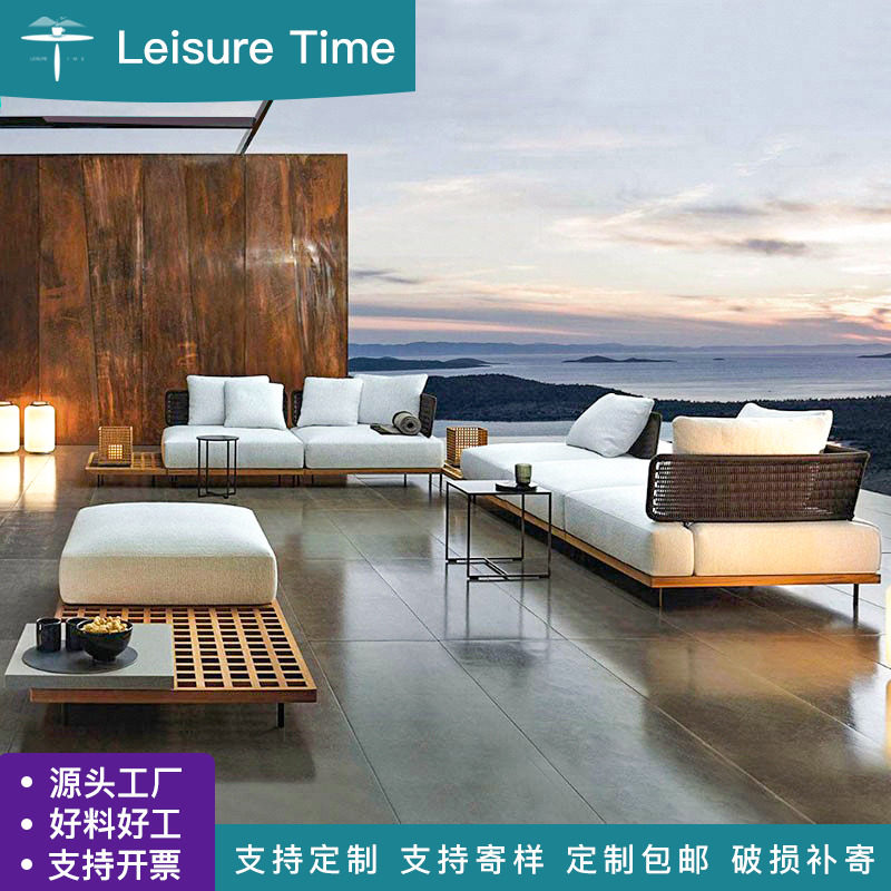 Sunshine Room Outdoor CourtySofa Combined Tekwooden Furniture Waterproof Sun-proof Furniture