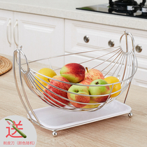 Creative Fruit Pan Living Room Fruit Basket Home Web Red Fruit Containing Basket Tea Table Stainless Steel Fruit Tray Modern Brief