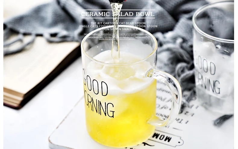 Cốc sữa thủy tinh Phong cách Nhật Bản Cup cà phê Bong bóng Lemonade Cup Home Bữa sáng Uống Cup Cup Cup Bia Glass Juice - Cà phê