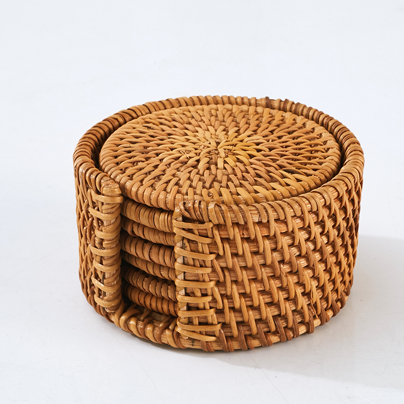 Senseyo Table Mats Hand Woven Rattan Coasters Insulation Mat Bowl