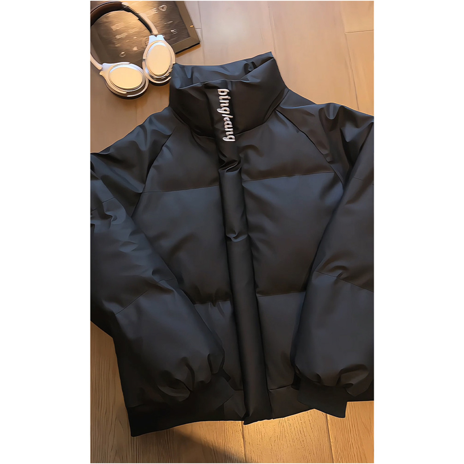 черный трехслойный пуховик из искусственной кожи cleanfit, мужская зимняя короткая стеганая куртка с воротником-стойкой, толстая теплая стеганая куртка-пуховик