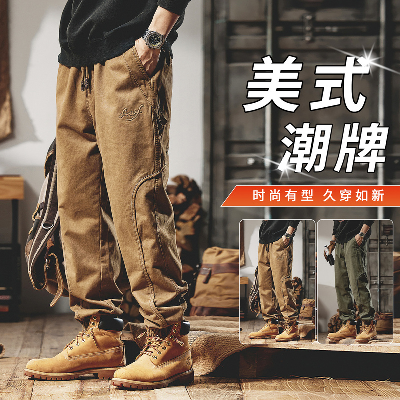 American-Style Heavy-Duty Work Pants for Men, 2026 New Loose-Fitting Autumn and Winter Casual Pants, Trendy Brand Fleece-Lined Jogger Harem Pants