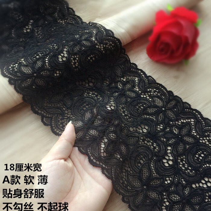 Multiple Styles of Black Thickened and Widened Exquisite Embroidered Elastic Hollow Lace Trim for Skirt Hems and Bust Wrapping Accessories