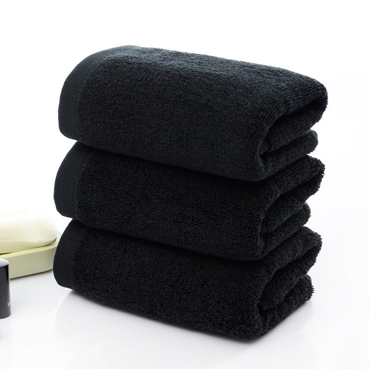 Black Cotton Towel for Young People, Thickened Type, Color Cotton, Black Face Towel, Lint-Free, Dirt-Resistant Towel for Men