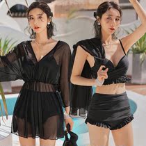 Bikini swimsuit female summer fairy split black sexy 2021 new fashion small chest large size three-piece set
