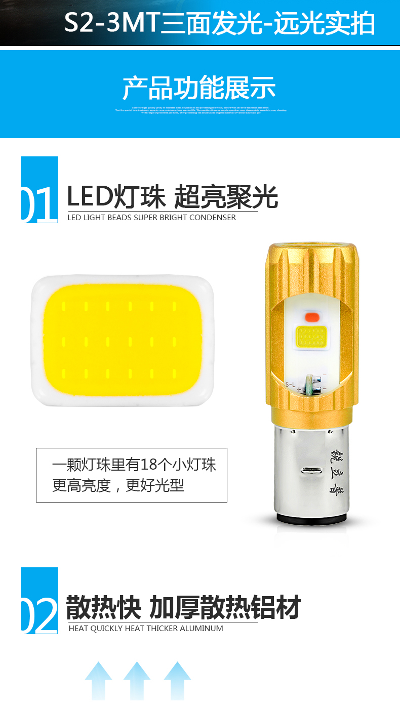 Rui Lipu xe điện ánh sáng xe máy led đèn pha siêu sáng xa và gần ánh sáng được xây dựng trong đèn pha sửa đổi đôi claw bóng đèn