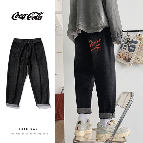 Прямые свободные джинсы, брендовые трендовые штаны, 2020, оверсайз, популярно в интернете, свободный крой, в корейском стиле