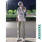 Американская атмосфера High Street Pants Men's CleanFit вымытые желтые грязные джинсы стройные ножницы для ножниц