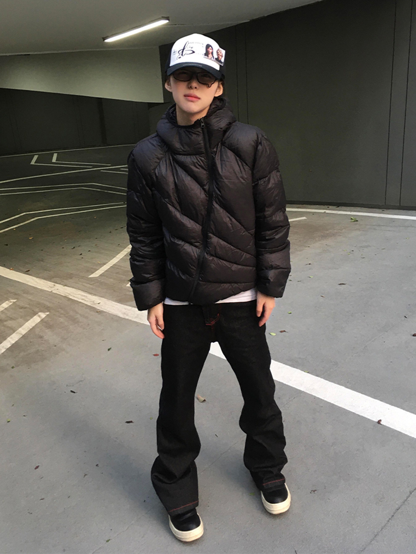 American-Style Diagonal Zipper Lightweight Ribbed down Cotton Jacket for Men, Winter Windproof, Waterproof, Warm Cotton Coat, American-Style Hooded Jacket