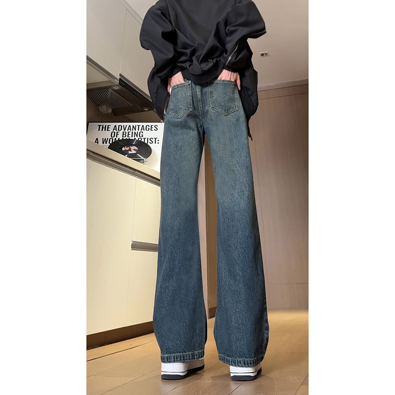 Retro Dark Blue Bootcut Jeans for Men, Straight-Leg, Tall, American Style, Slimming, Leg-Lengthening, Narrow Version, Scimitar Pants Retro Dark Blue Bootcut Jeans for Men, Straight-Leg, Tall, American Style, Slimming, Leg-Lengthening, Narrow Version, Scimitar Pants