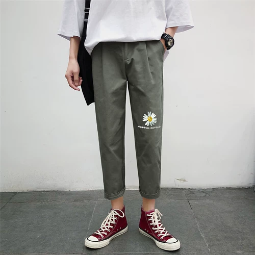Брендовые трендовые штаны, популярно в интернете, в корейском стиле, свободный прямой крой