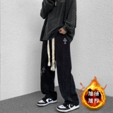 Вельветовые брендовые штаны, флисовые длинные повседневные брюки для отдыха, свободный прямой крой