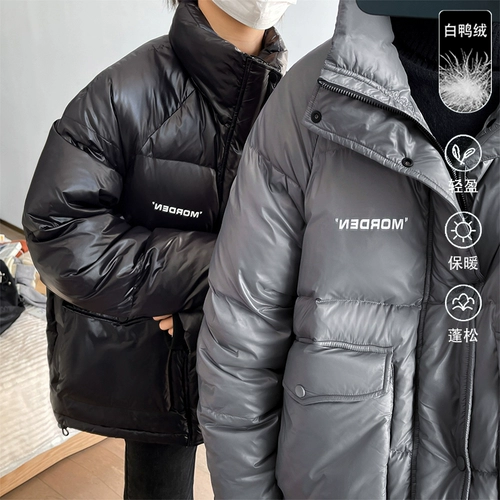 Демисезонный бархатный трендовый брендовый пуховик, в американском стиле, утиный пух, в корейском стиле, увеличенная толщина