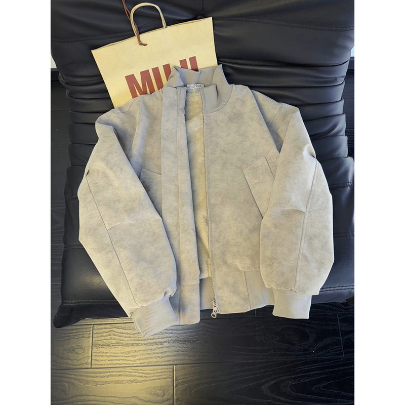 American-Style Shearling Pilot Jacket for Men, Winter Fleece-Lined Thick Cotton Coat, Short Tie-Dye Pu Leather Jacket American-Style Shearling Pilot Jacket for Men, Winter Fleece-Lined Thick Cotton Coat, Short Tie-Dye Pu Leather Jacket