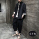 2019 Spring / Summer New Bảy-Chia tay áo bông Dòng Set nam Trung Quốc-Phong cách ăn mặc của Trung Quốc Ba mảnh Stand-up Trà Lễ ăn mặc Cardigan Man