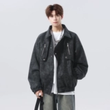 V37 Американская деконструированная молния 𫔀Летная куртка мужская, осень 2025, новинка уличной моды, рабочая куртка в мальчишеском стиле