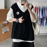 Футболка с коротким рукавом, трендовый брендовый комплект для отдыха, в корейском стиле