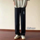 Черные водонепроницаемые быстросохнущие шелковые осенние трендовые штаны для отдыха, оверсайз, свободный прямой крой