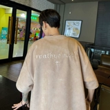 Ретро летняя бархатная футболка для отдыха, в американском стиле, с вышивкой, короткий рукав, оверсайз