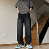 Летние джинсы, штаны, в американском стиле, свободный прямой крой