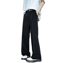 Black trousers for men 2024 spring and autumn new style loose and drapey high street hiphop wide leg versatile fashionable pants