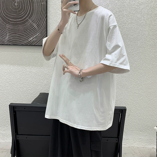 Трендовая футболка с коротким рукавом для отдыха, коллекция 2021, оверсайз, в корейском стиле, круглый воротник, короткий рукав