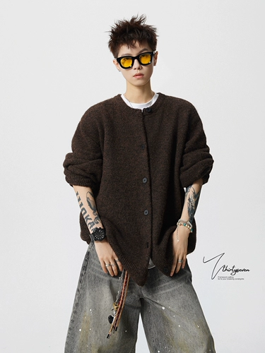 V37 Кардиган, осенний демисезонный цветной трикотажный свитер, в американском стиле