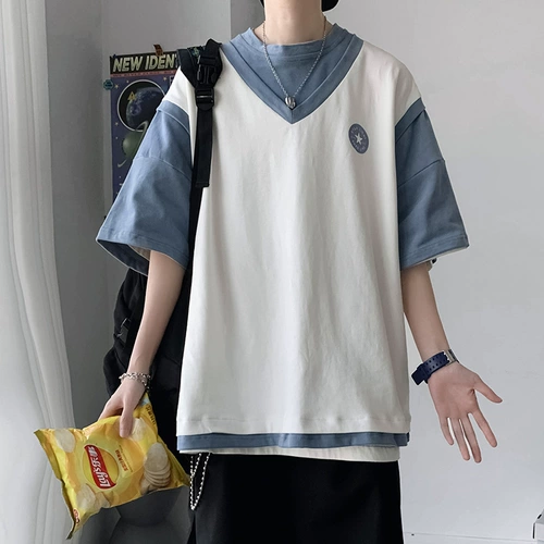 Футболка с коротким рукавом, трендовый брендовый комплект для отдыха, в корейском стиле