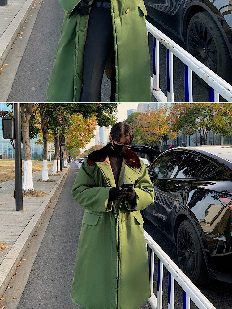 Men's Long Military Coat Winter Thickened Warm Cotton Coat Cotton