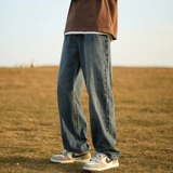 Демисезонные джинсы, штаны, повседневные брюки, осенние, в американском стиле, оверсайз, свободный прямой крой