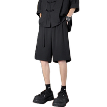 Trendy brand straight-leg trousers mens summer thin loose large size oversize casual high street drape five-point pants