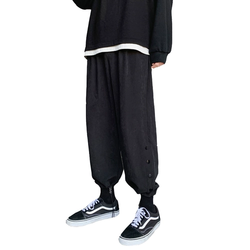 Мужские брендовые универсальные трендовые флисовые штаны, свободный прямой крой, на шнурках