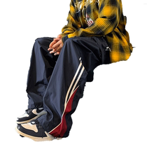 American college style striped casual pants mens spring trendy loose high street retro straight wide-leg sweatpants