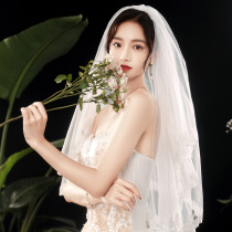 Head yarn Bride wedding wedding wedding white lace short Pengpeng Mori Super fairy license tour photo props