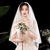 Head yarn Bride wedding wedding long short retro white Net red photo props lace headdress Super fairy