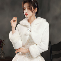 Wedding shawl winter bride wedding ceremony white bridesmaid evening dress spring autumn coat long sleeve Cape hair