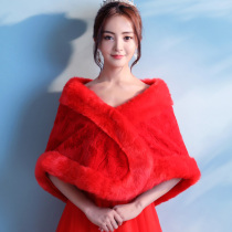 Bride shawl winter 2018 new wedding dress shawl autumn winter red dress shawl coat warm cheongsam