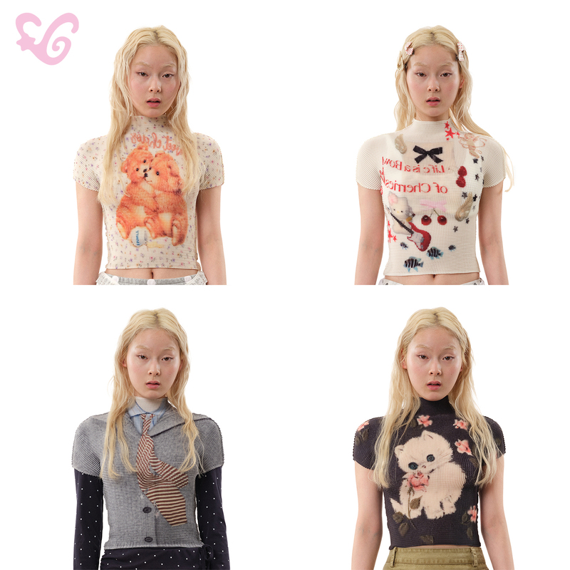 Mof Gift Shop Graffiti Playful Ghostly Girl Slim Fit Printed Paper Doll Wrinkled Shirt T-Shirt Early Autumn Base Layer Mof Gift Shop Graffiti Playful Ghostly Girl Slim Fit Printed Paper Doll Wrinkled Shirt T-Shirt Early Autumn Base Layer