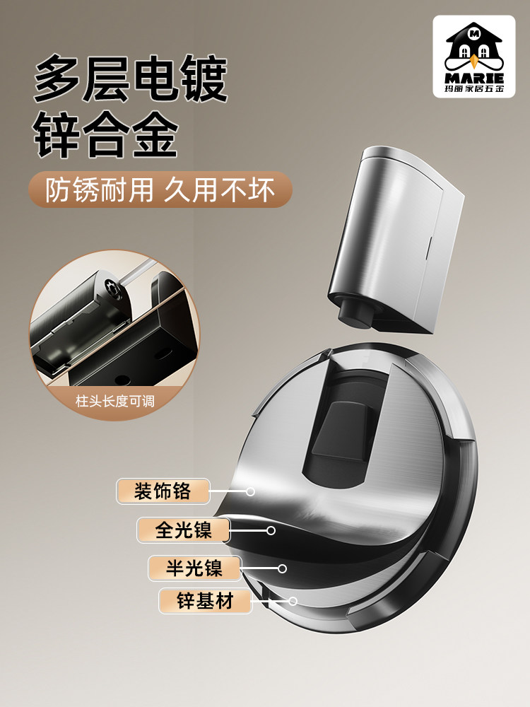 Mary Door Stopper, No-Drill, Ultra-Narrow, Windproof, Floor-Mounted, Glass Door Anti-Collision Door Stopper, New Invisible Bathroom Door Stopper