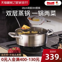 Momscook 304 stainless steel hot pot with lid compound bottom thick induction cooker soup pot household utility pot 24CM