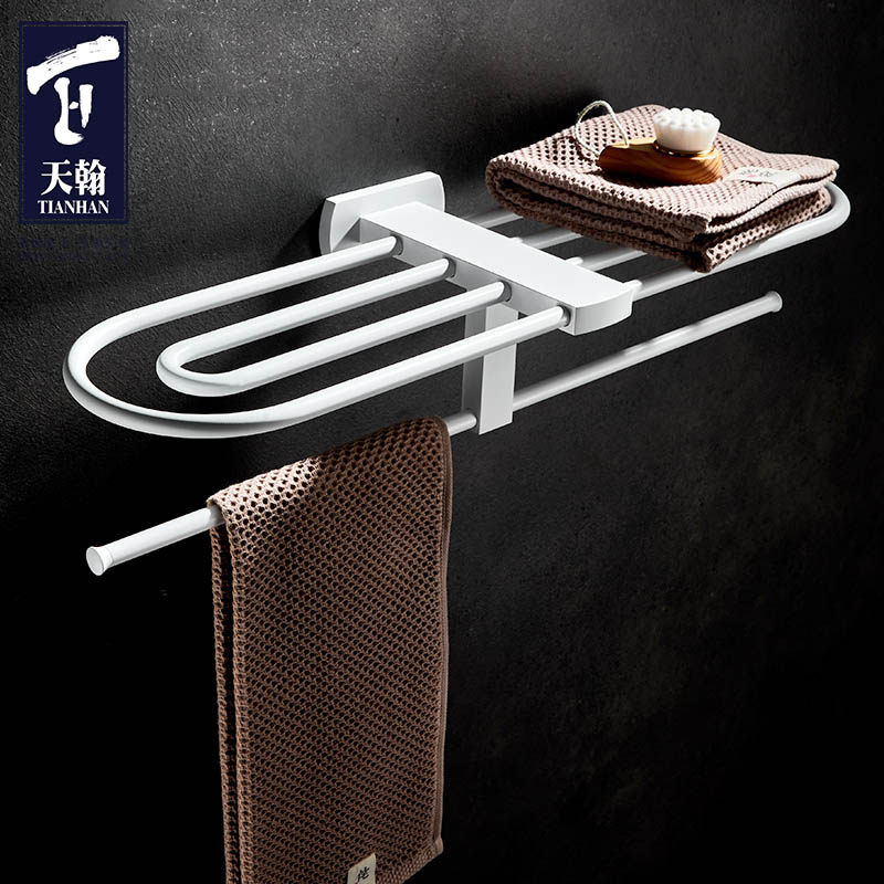 Light Extravagant White Towel Rack Bath Towel Rack Full Copper Bathroom Shelve Bathroom Hardware Pendant Containing Wall-mounted Hand Towels Hang