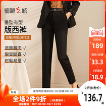 Black nine-point suit pants women loose hanging thin 2021 autumn new color color elastic professional casual Haren pants